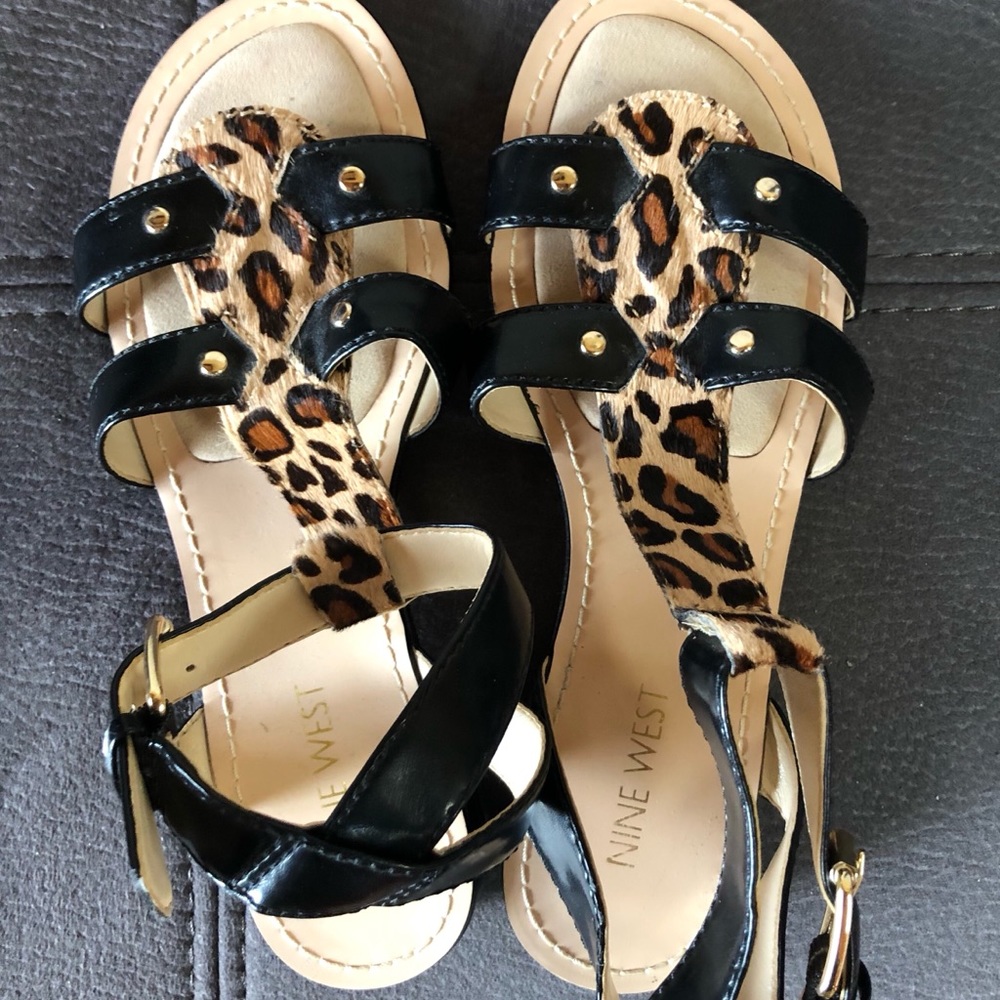NWOB NINE WEST HairCalf Leopard Print Sandals Size 6